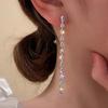 Роскошные сверкающие серьги-гвоздики с цирконами для женщин, модные длинные серьги с кисточками в форме капли, свадебные, вечерние, ювелирные изделия, подарки