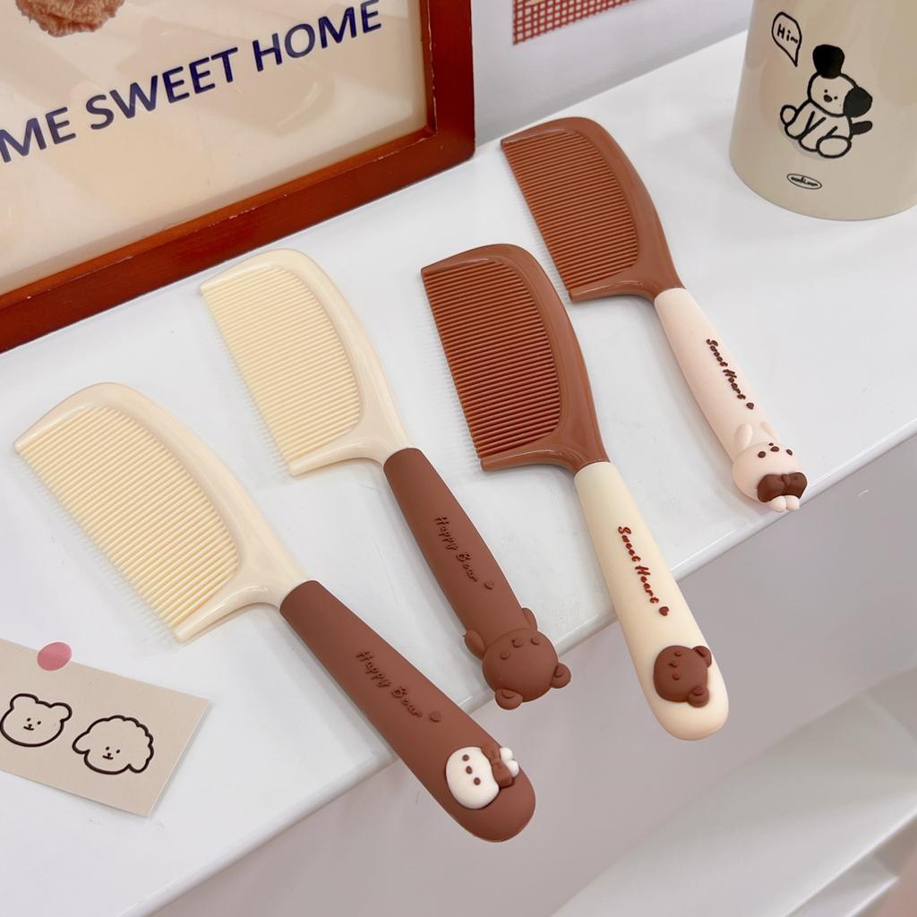 1pc Cute Cartoon Baby Hair Brush Milk Tea Color Comb Kawaii Bear Bunny Soft Handle Resin Comb for Little Girl Hair Accessories