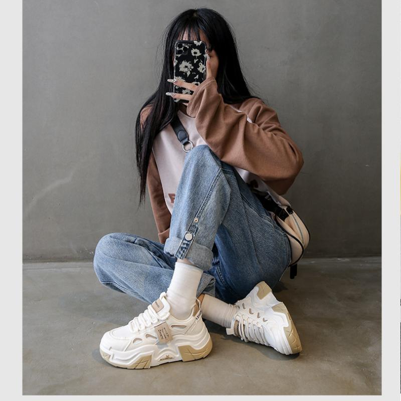 Весенние новые износостойкие кроссовки с толстой подошвой, универсальная повседневная женская обувь