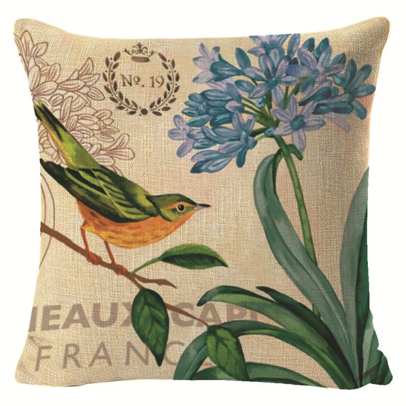 Деревенский стиль, сельский цветок и птица, чехол для дивана, наволочка, льняной весенний чехол для подушки, чехол для автомобильной талии, спинки