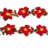 1 шт. 10/20 огней, рождественские цветы, украшения, гирлянды, гирлянды-искусственные украшения, декор для вечеринки в помещении/на открытом воздухе с красными ягодами, листьями падуба