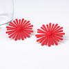 European and American Simple, Fashionable, Exaggerated Metal Lacquered Red Flower Stud Earrings Are Versatile Daily Commuting Earrings