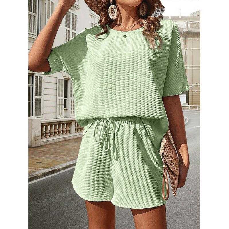 Women's Short-sleeved Suit, Women's Western Style Bat Shirt, Fashion Shorts, Two-piece Suit