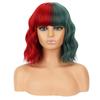 Короткие волнистые красные и зеленые парики боб с челкой для женщин, материал из синтетического волокна, рождественские волосы для косплея