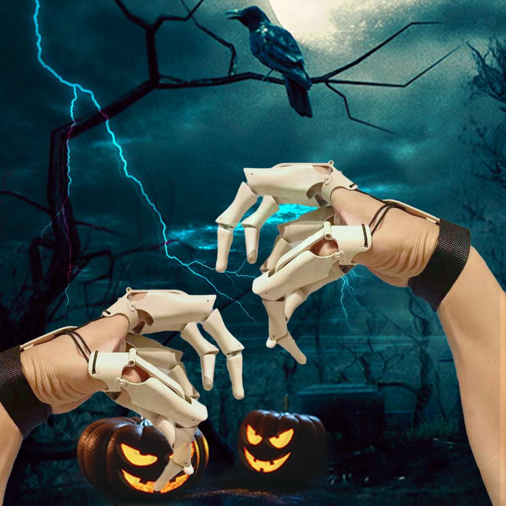 2 упаковки Хэллоуина сочлененные пальцы реалистичные Хэллоуин скелет руки ужасы гибкие суставы пальцев