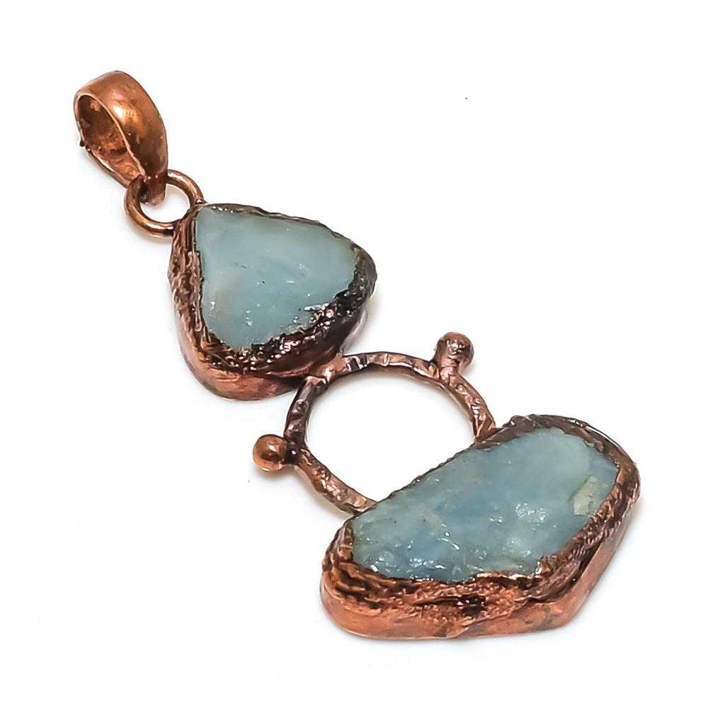 Подвеска из аквамарина с электроформовкой из меди, Ювелирное изделие ручной работы с драгоценным камнем, Подарки для жены, Совершенно новая подвеска