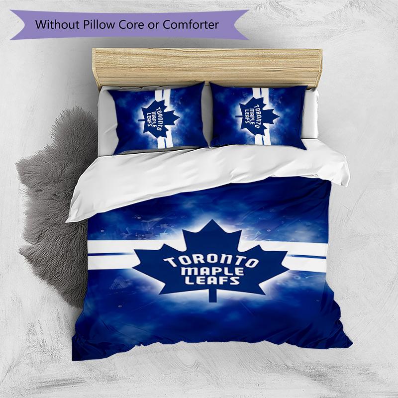 Toronto Maple Leafs Printed 3PCS Bedding Set Soft Breathable Duvet Cover Pillowcases Set Washable Bedroom Decor Home Gift