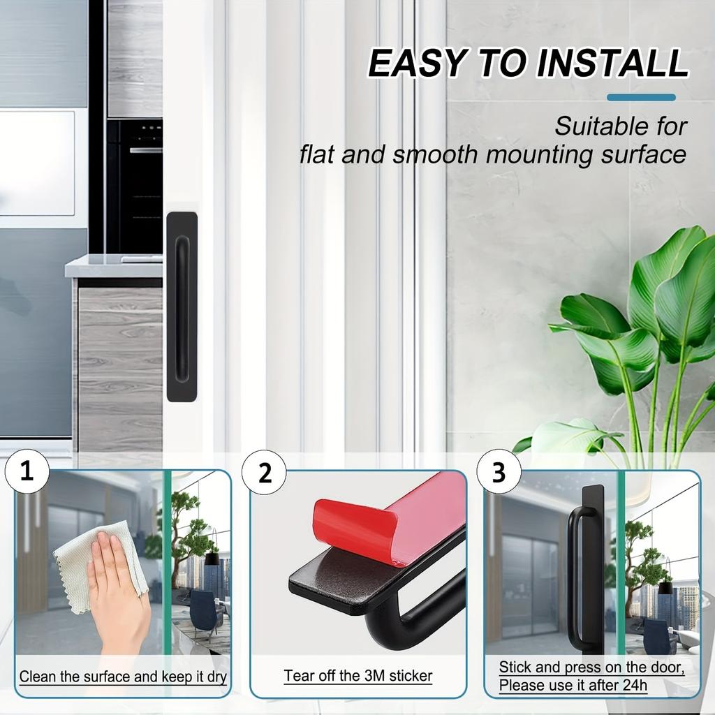 Self-Stick Instant Cabinet Drawer Handles Pulls - 5.8 Inch Stainless Steel Adhesive Door Handles, No Drilling Design