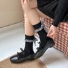Женские весенне-осенние носки средней длины с милым каблуком, ленточным бантом, клеткой, кружевом и махрой
