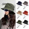 Camping Bucket Hat Foldable Quick-Dry Breathable Mesh Fisherman with Wide Brim Adjustable Windproof Rope Sun Protection Summer