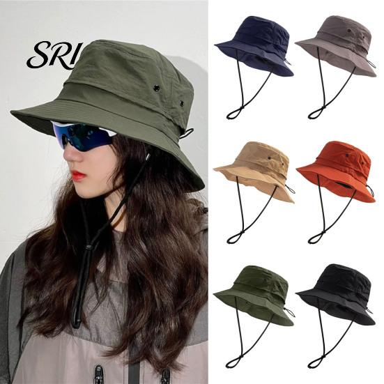 Camping Bucket Hat Foldable Quick-Dry Breathable Mesh Fisherman with Wide Brim Adjustable Windproof Rope Sun Protection Summer