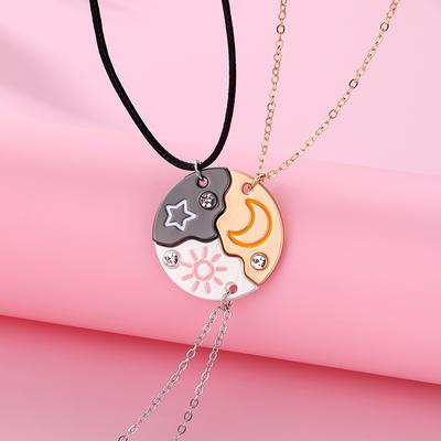 Lovecryst 3 шт./компл. ожерелье с подвеской в виде солнца, луны и звезд, лучший друг, лучшая подруга, дружба, пара, ожерелье, ювелирные изделия