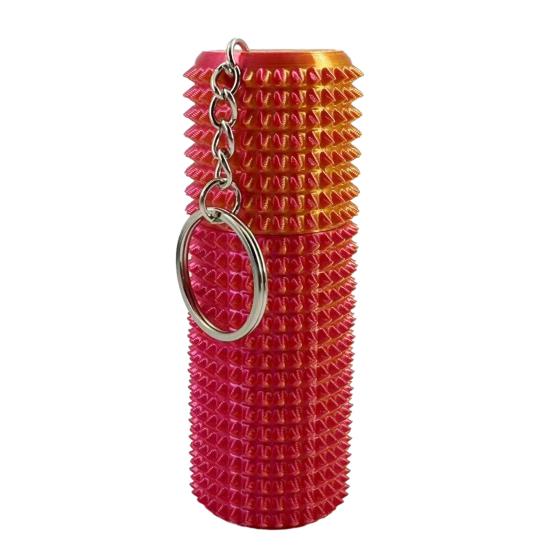 Spiky Grippie Stim Fidget Toy with Keychain Stress Relief 3D Printed Storage Box Pain Stimming Tool Teens Adults Portable Bumpy Roller Sensory Toy