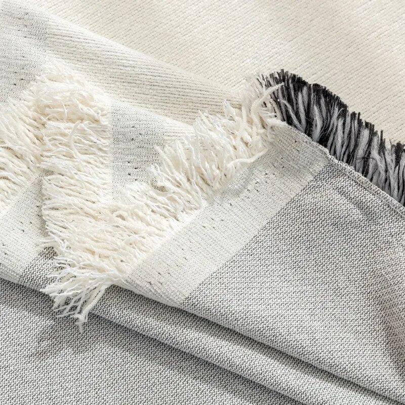 Клетчатое вязаное одеяло с кисточкой, богемное одеяло для дивана, покрывало для дивана, одеяло для кровати, домашний декор