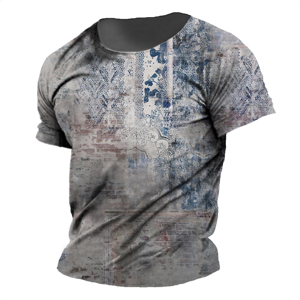 Мужская футболка с винтажным принтом, повседневная полосатая рубашка, летние футболки с круглым вырезом и короткими рукавами, большой свитшот, мужская дешевая одежда