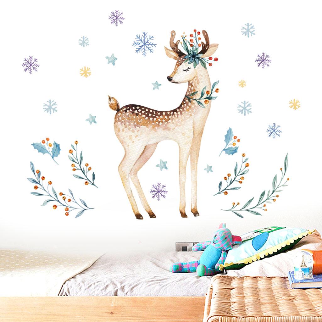 Colorful Streamer Cute Elk PVC Sticker Wall Sticker Living Room Decoration