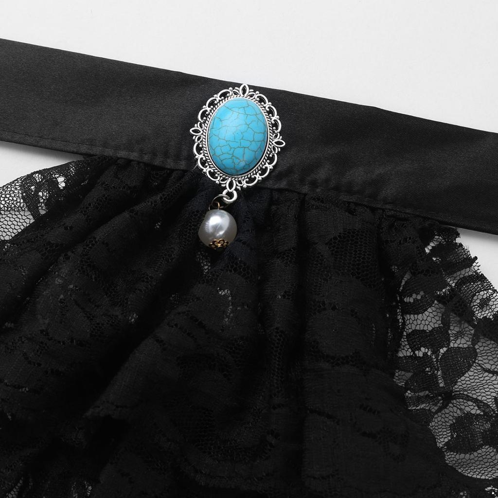 Women Men Detachable Ruffled Lace Jabot Vintage Victorian Fake Collar Exotic Cosplay False Neck Choker Clubwear Steampunk Collar