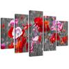 Five Piece Picture Canvas Print Red Poppies Watercolour