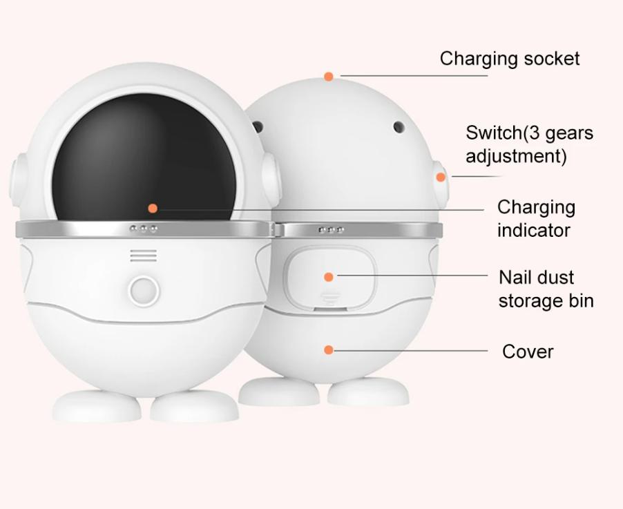 Электрическая автоматическая машинка для стрижки ногтей, перезаряжаемый триммер для ногтей с пилочкой для ногтей для детей, портативный инструмент для маникюра