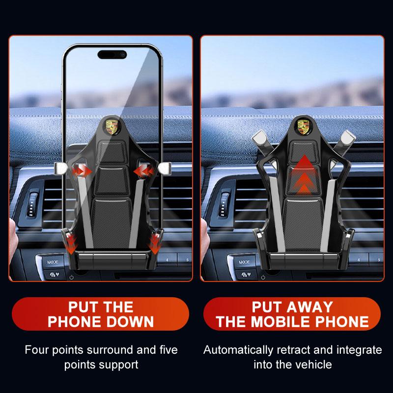 Racing Seat Shape Car Air Outlet Mount Shockproof Car Phone Holder Stand For Porsche Boxster Cayenne Panamera Macan Cayman 911 918 996 917 991