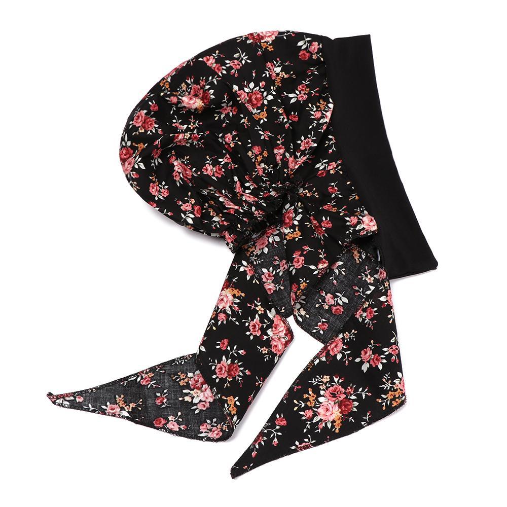 Women Headwear Pre-Tied Elastic Chemo Pirate Cap Hair Loss Hat Cancer Head Scarf Muslim Turban