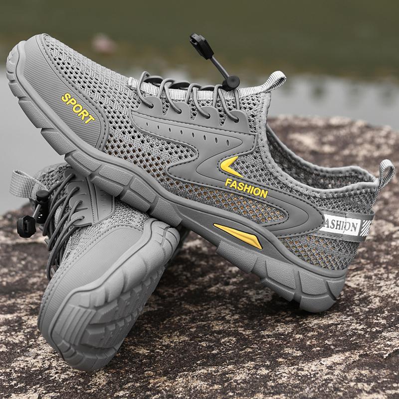 Мужские кроссовки для ходьбы, уличные, противоскользящие, износостойкие сетчатые туфли, летние, легкие, с эластичной лентой, обувь для ходьбы по воде, размер 38-46