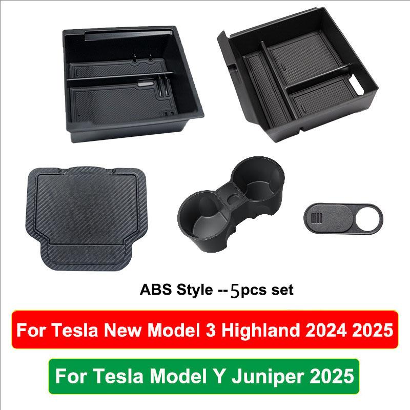 DQMN8 For Tesla Model Y Juniper 2025 Model 3 Highland Center Console Armrest Hidden Storage Box Cup Holder Car Organizer Accessories