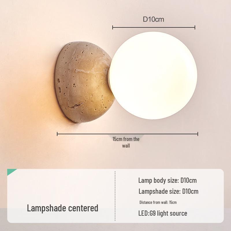 Желтый травертиновый настенный светильник в стиле ваби-саби для спальни, внутреннего двора или балкона - Водонепроницаемый уличный светильник.