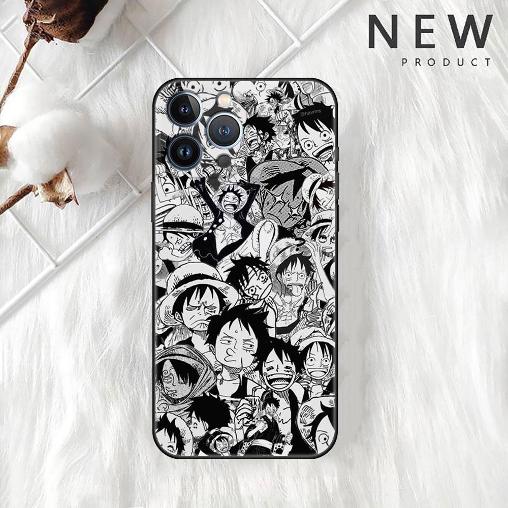 Case For Apple iPhone 11 13 14 12 Pro 7 Plus XR X XS Max 6 6S 13Pro Max Black Silicone Phone Funda Anime One- Piece
