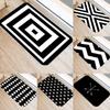 Non-slip Bathroom Door Mat Oil-proof Kitchen Rug Bedroom Living Room Black and White Geometric Print Door Mat