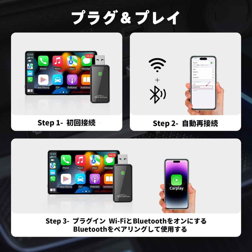 Беспроводной адаптер CarPlay [Мини Ультратонкий] Преобразует оригинальный проводной CarPlay в беспроводной CarPlay Донгл, Подключи и работай