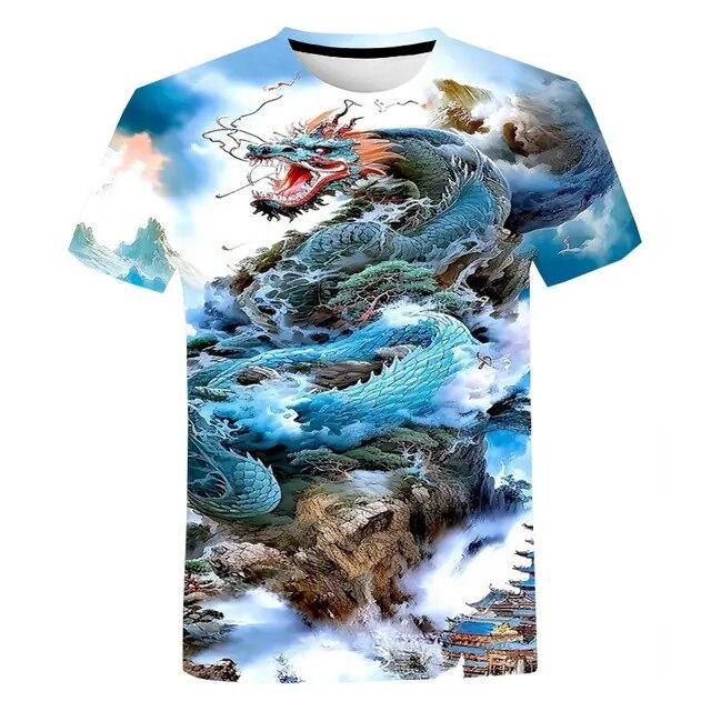 Летняя модная футболка с 3d принтом дракона для женщин и мужчин, повседневная верхняя одежда с короткими рукавами и оверсайзом