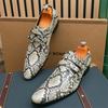 Britain New Gentleman Pointed Snakeskin Pattern Casual Shoes For Men Monk Strap Loafers Formal Wedding Dress Footwear