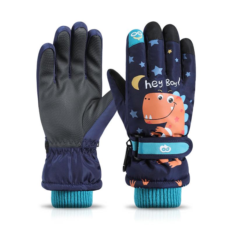 Kids' Waterproof Ski Gloves - Fleece Lined, Thickened Cotton for Winter Play