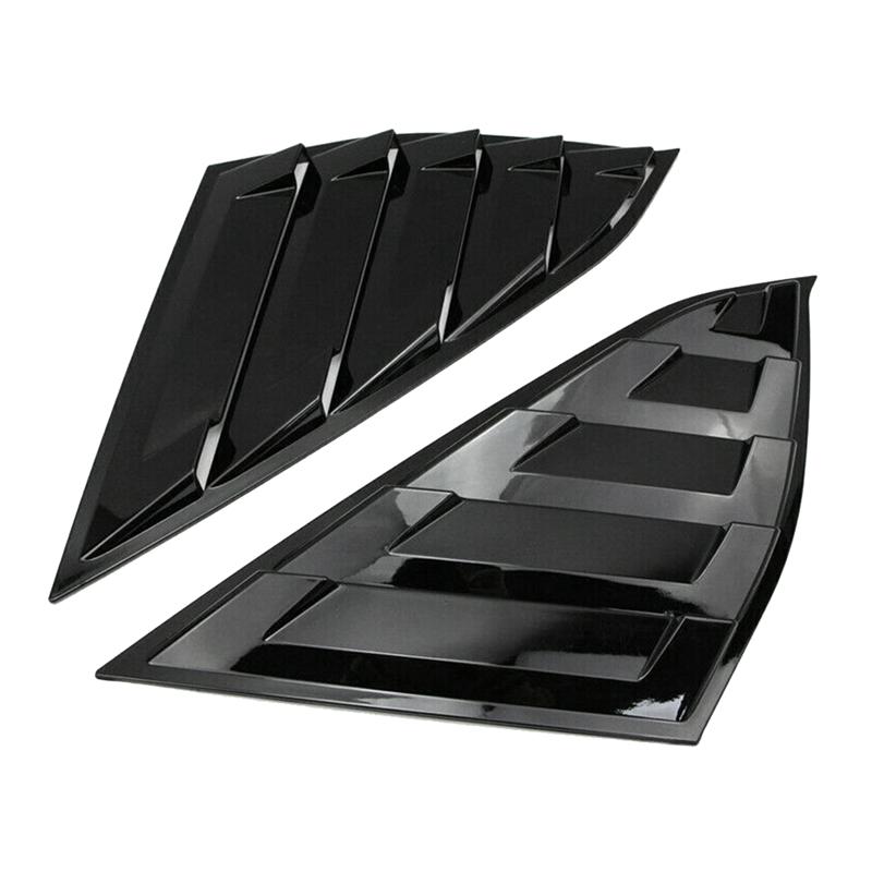 Car Rear Window Louver Cover Rear Side Vent Quarter Window Louver Shutter Cover For 2018- Honda Accord Glossy Black