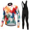 Трикотажные изделия для езды на велосипеде, комплект одежды для велоспорта, мужской/женский черный нагрудник с длинными рукавами, брюки, костюм для велосипедной одежды