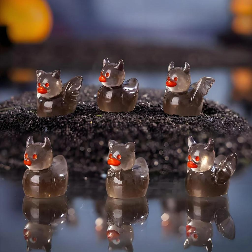 10/20Pcs Luminous Mini Resin Ducks Glow In The Dark Cool Style Mini Duck Figures For Diy Fairy Garden Micro Landscape Aquarium