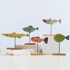 Mediterranean Style Handmade Creative Wooden Small Fish Tabletop Decoration Sample Home Soft Decoration Window Display Table