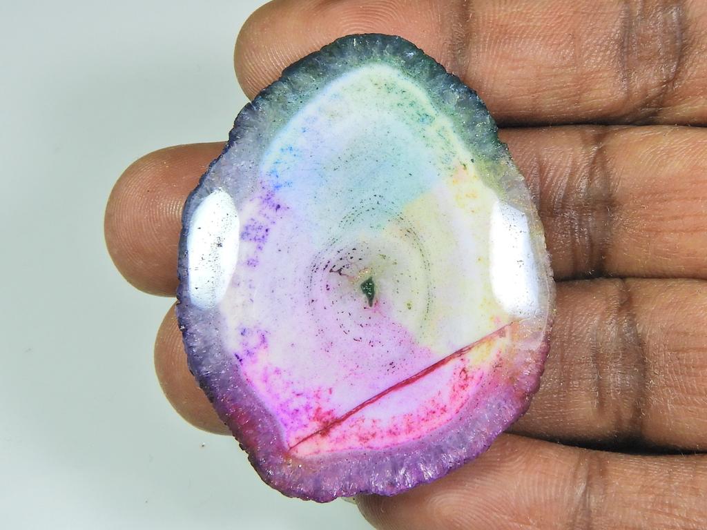 104Cts. Окрашенный солнечный друзовый агат многоцветный фантазийный кабошон россыпью драгоценный камень ET-31