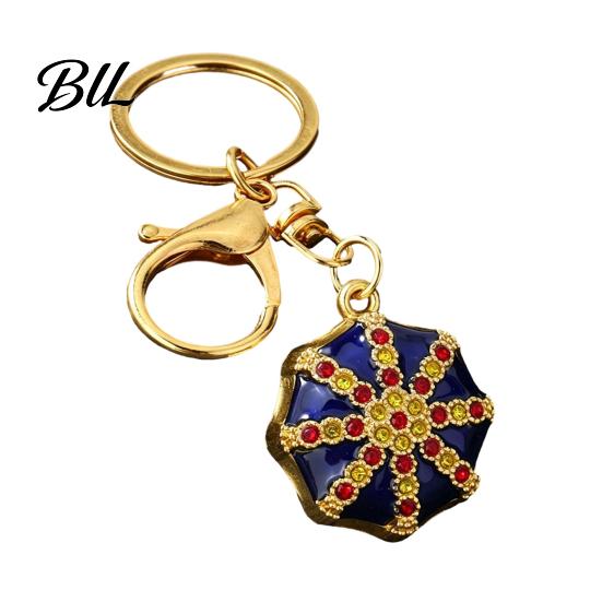 Ethnic Cap Keyring Rhinestone Hat Keychain, Bling Octagonal Car Key Ring Ring, Zinc Alloy Pendant for Backpacks and Handbags Decorative Purse Charms