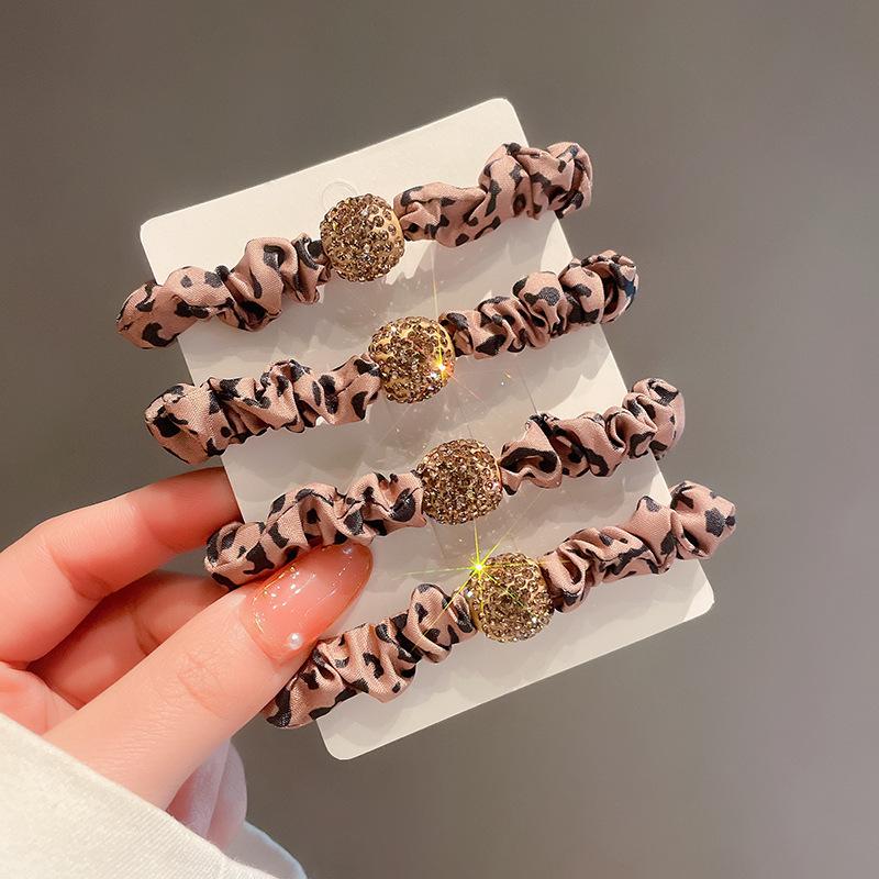 South Korea High-grade Sense Headline New Style Exquisite Large Intestine Hair Band Rubber Band Women's Pony Tail Ball Headwear Leather Jacket