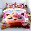 Покемон Джиглипафф 3 предмета Постельный набор Наволочка Взрослое покрывало для кровати Спальный комплект Пододеяльник Комплект Пододеяльник Домашнее украшение Покрывало