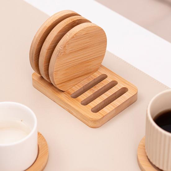 Bamboo Coasters Anti-Slip Heat Resistant Cup Mat Eco-Friendly Tea Coffee Pad Placemats for Home Kitchen Restaurant Bar Office