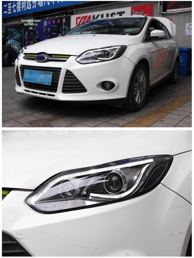 Светодиодная Дневная Ходовая Огни Би-Ксеноновая Проекторная Светодиодная Фара в Сборе для Ford Focus 12-14