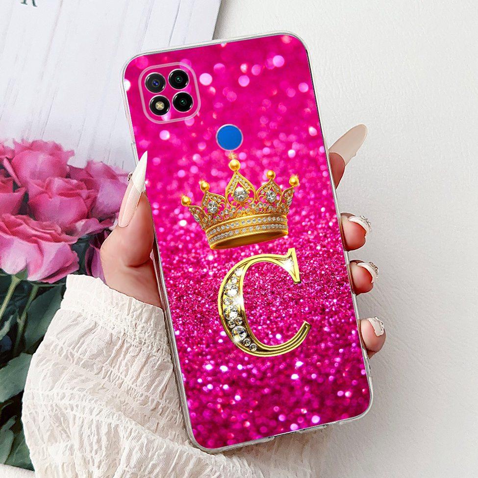 Прозрачный чехол для Redmi 9C NFC Чехол для Redmi 9C Прозрачный Модный Роскошный Буквы A-Z Корона Мягкий ТПУ Чехол для телефона