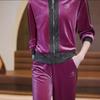 Женский велюровый спортивный костюм-двойка на весну/осень 2025 - Модная, не старящая повседневная одежда