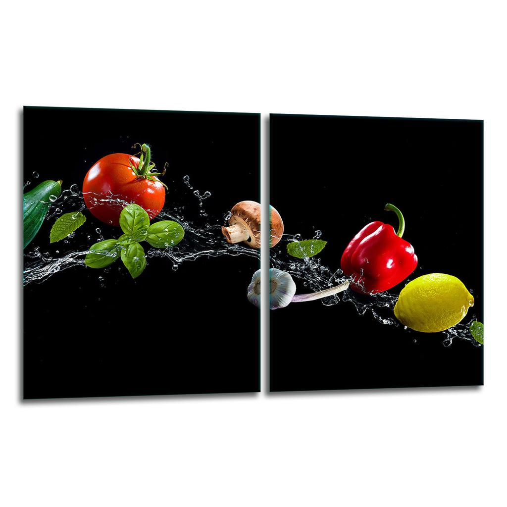 2x GLASS PROTECTIVE PLATE FOR STOVE 40x52 VEGETABLES