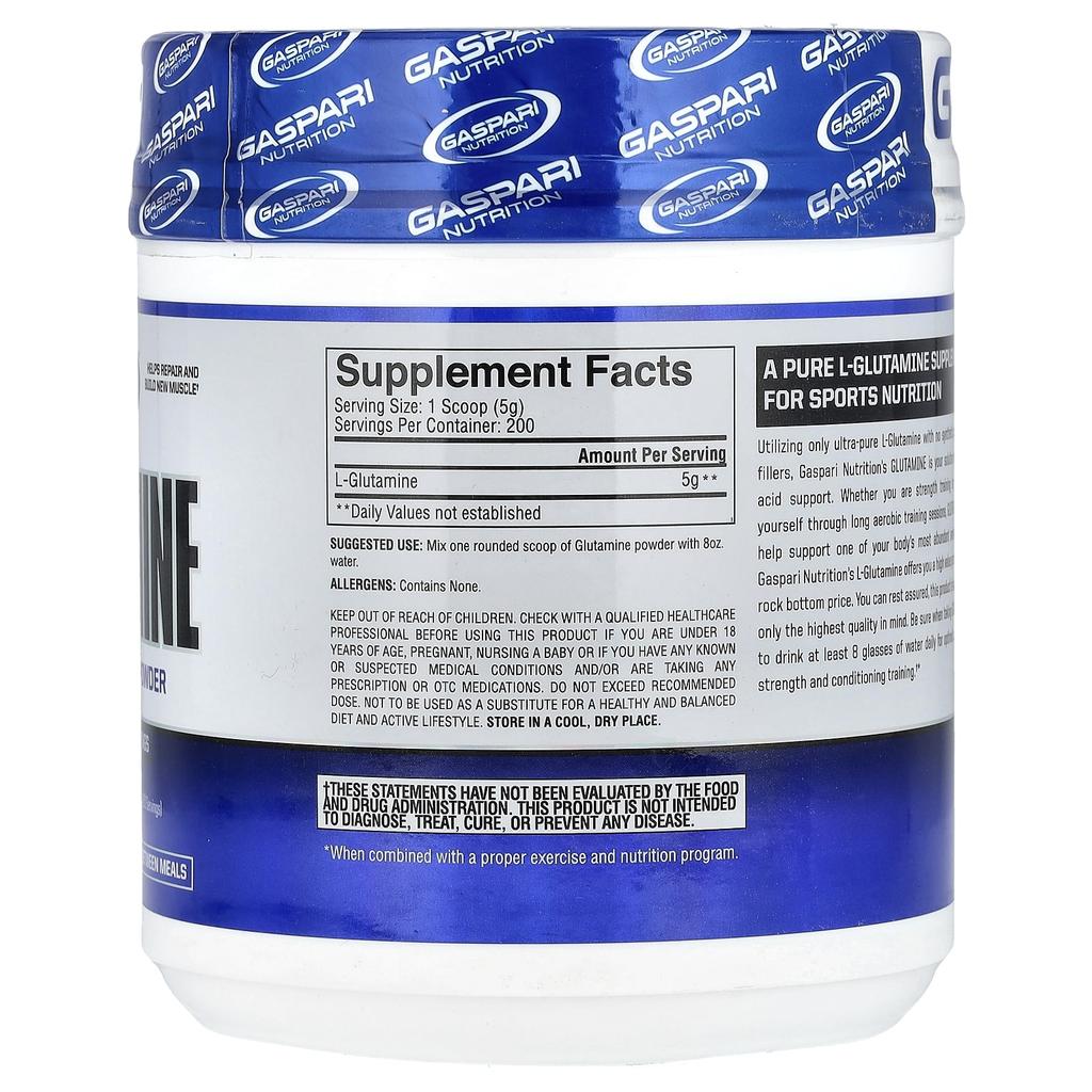 Glutamine, Unflavored, 1Kg