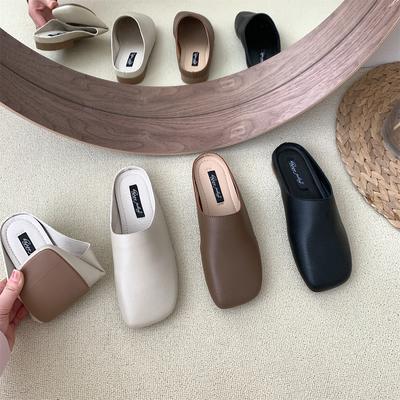 Модные тапочки Bailamos для женщин, женские балетки из мягкой кожи, слипоны, обувь для бабушек, женские мокасины в стиле ретро с квадратным носком, уличные шлепанцы M