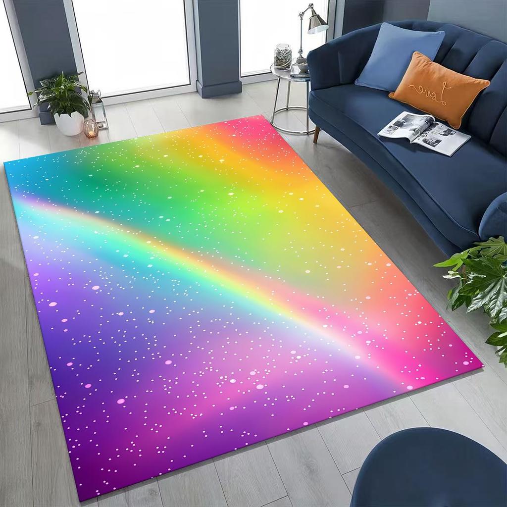 Colorful Rainbow Clouds Dream Sky Cartoon Rug for Bedroom Living Room Sofa Home Doormat Decor, Large Kid Play Non-slip Floor Mat